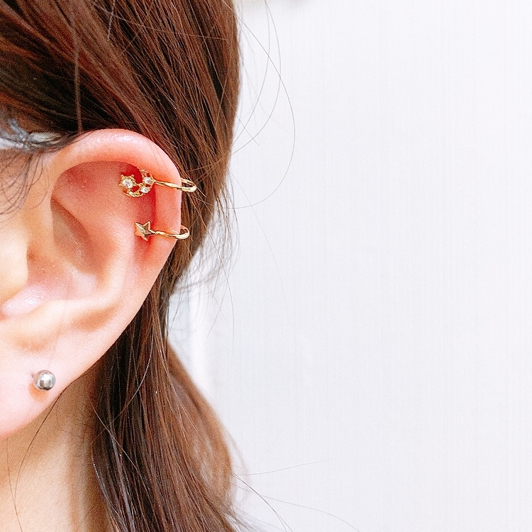 [日本制] 星空月亮耳骨耳環