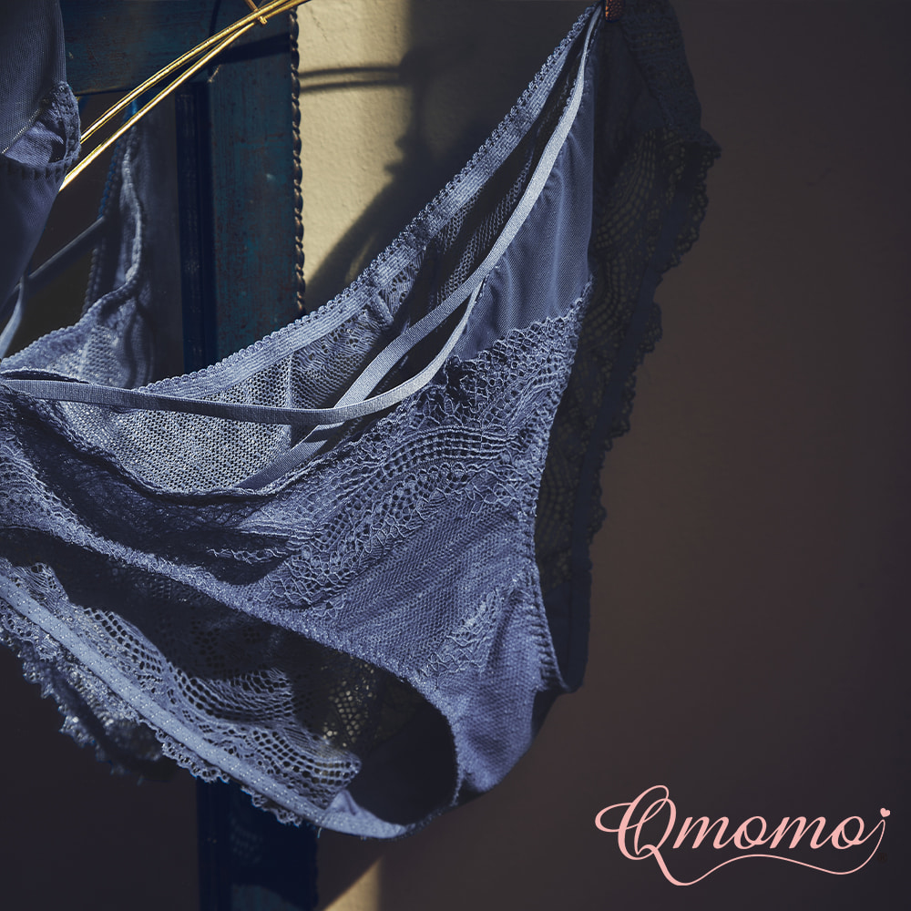 Qmomo 【Pushing Plump】 Double Straps Lace Pantie  (Ash Blue)