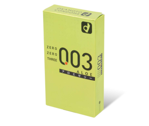 〔日本原裝進口〕岡本 Okamoto 零零三 0.03《蘆薈．順滑》乳膠安全套 (10片／盒) (日本版)