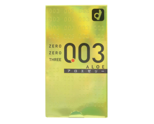 〔日本原裝進口〕岡本 Okamoto 零零三 0.03《蘆薈．順滑》乳膠安全套 (10片／盒) (日本版)