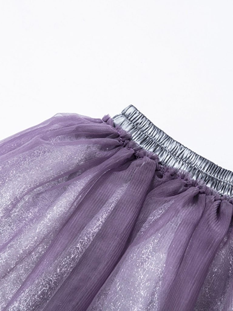 Elizabeth by Crystal Lee｜Elastic Skirt 閃亮網紗澎裙－葡萄紫