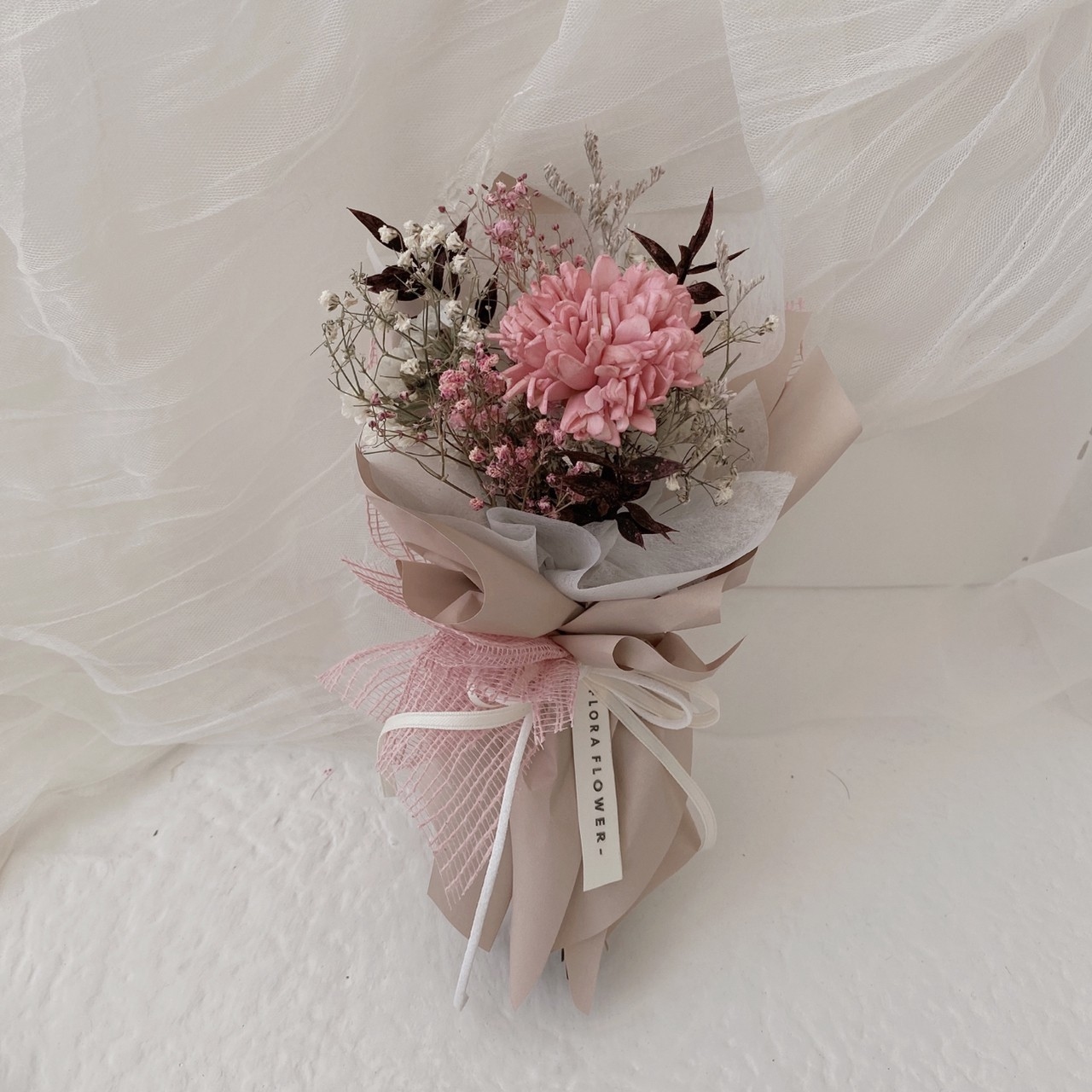 乾燥花索拉康乃馨小花束-兩色