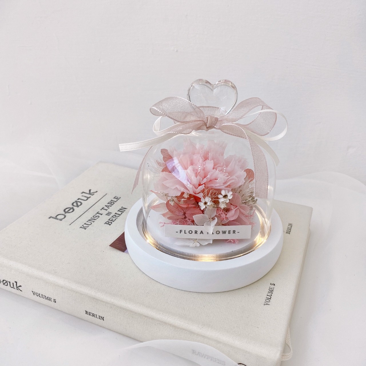 永生花康乃馨玻璃盎-粉色