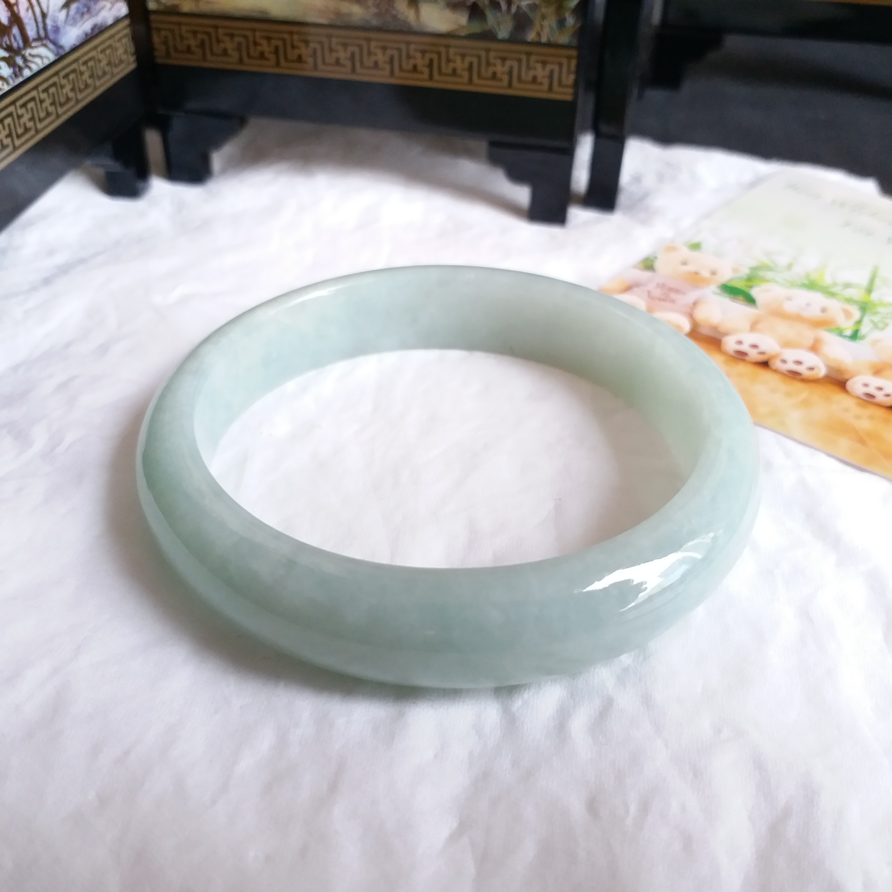 J901 冰糯萍果綠玉鐲 55.5mm (1.48)