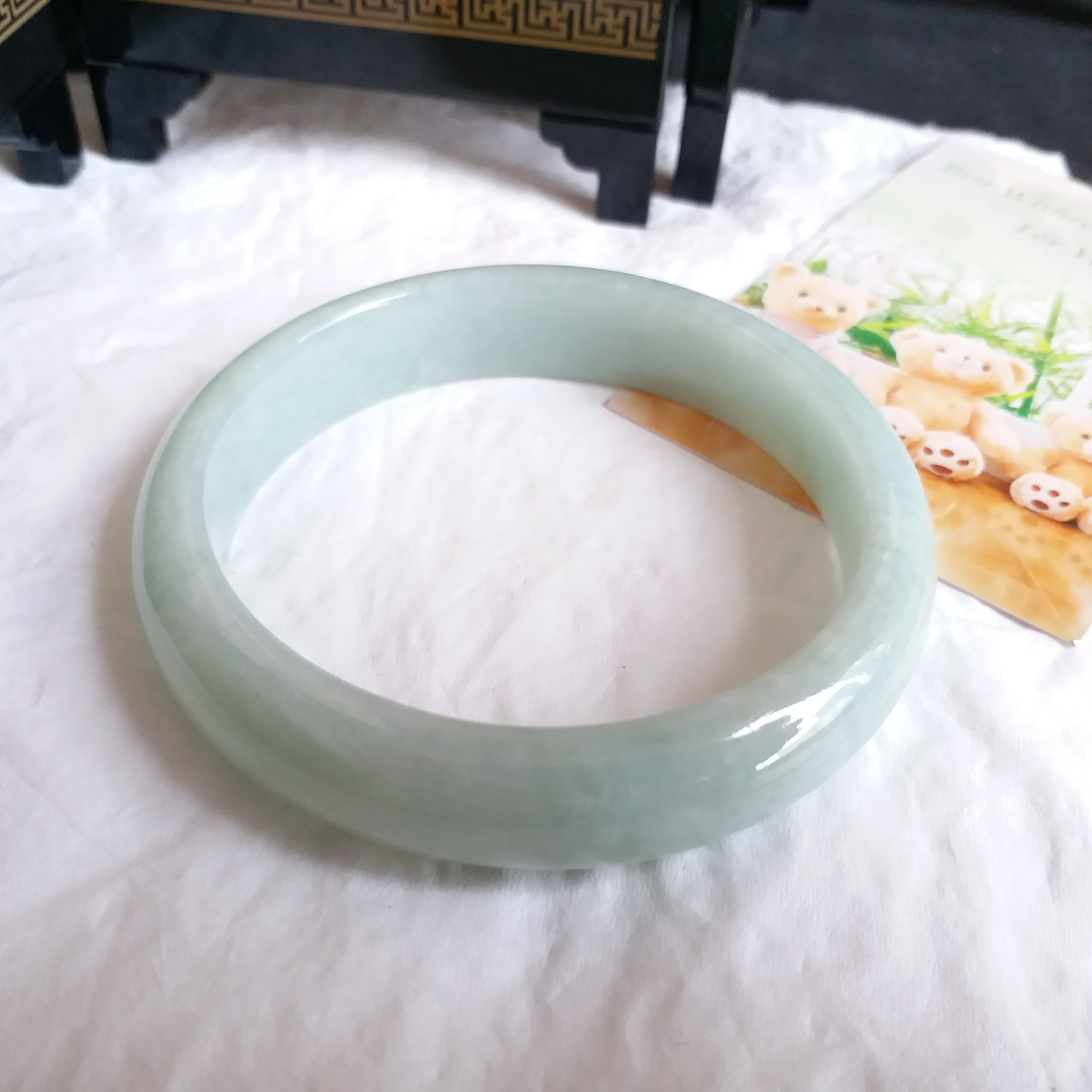 J901 冰糯萍果綠玉鐲 55.5mm (1.48)