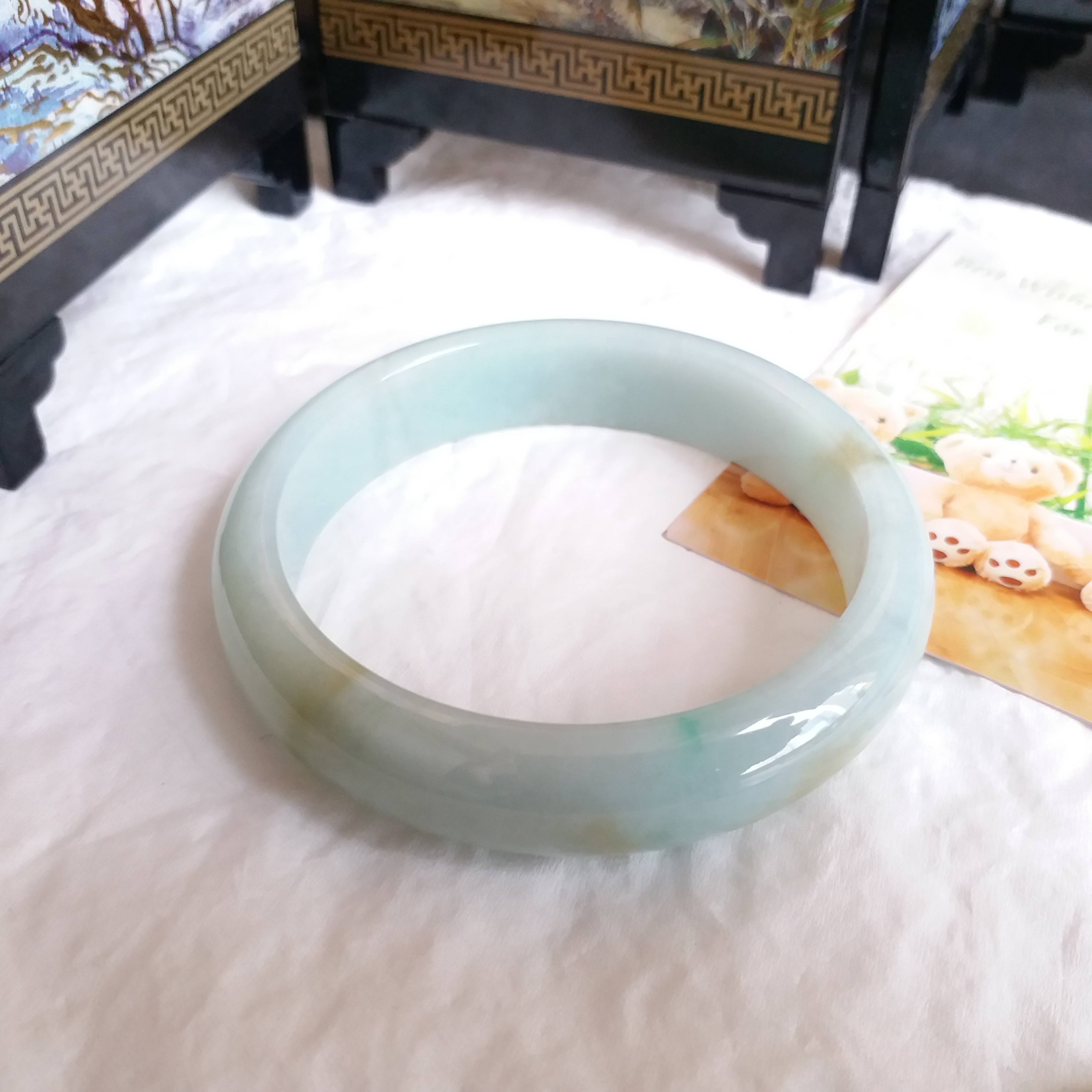 J1083 冰糯萍果綠玉鐲 55mm (1.47)