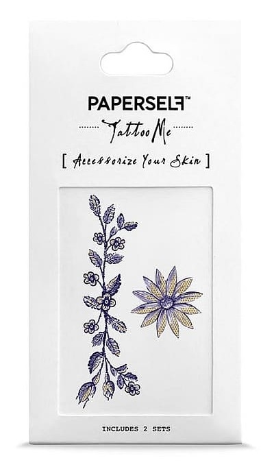 Paperself 刺青貼紙 花圈戒指 金