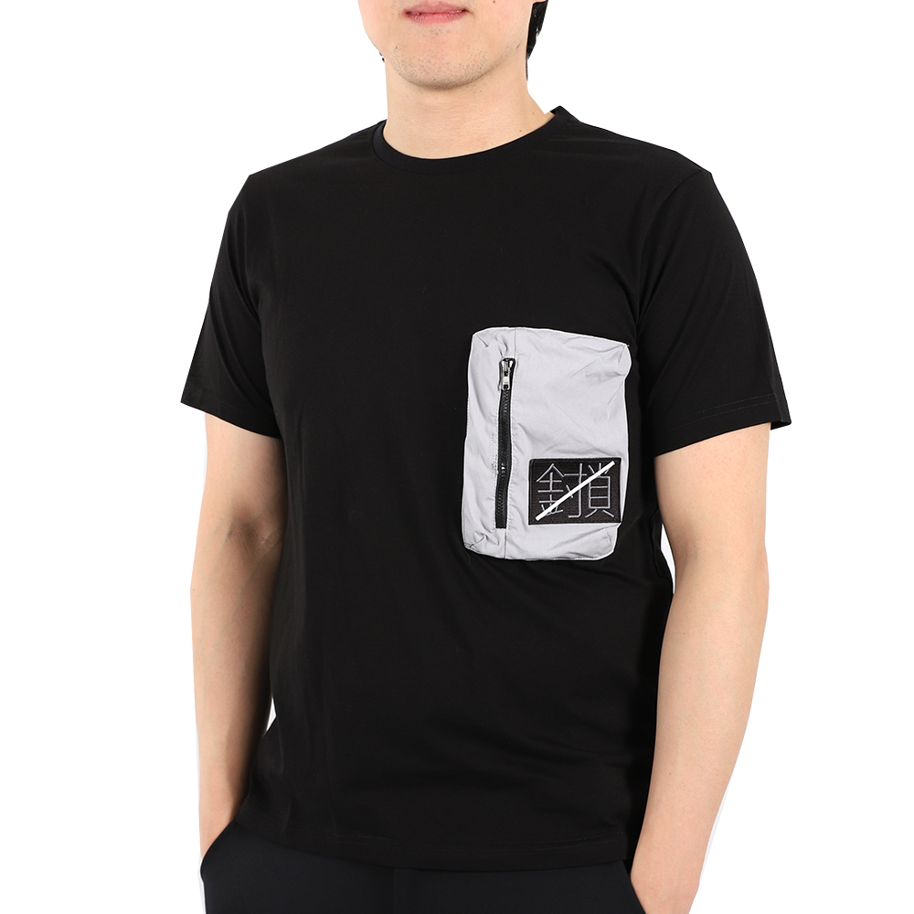 拉鍊口袋Tee-黑/灰