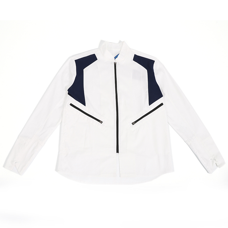 立領透氣拉鍊襯衫 - 白