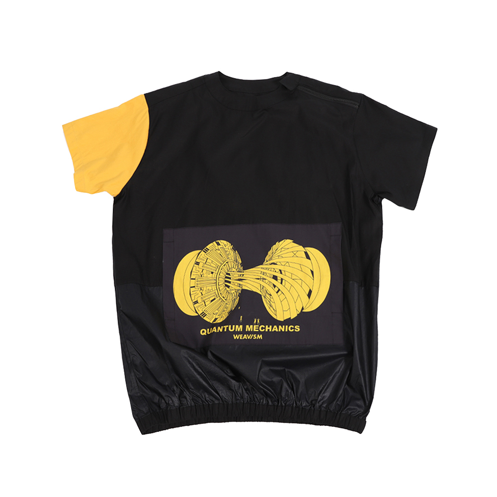 下擺束口開肩上衣 - 黑