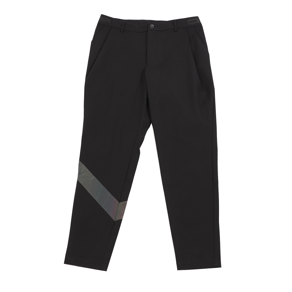 剪接反光修身褲 - 黑