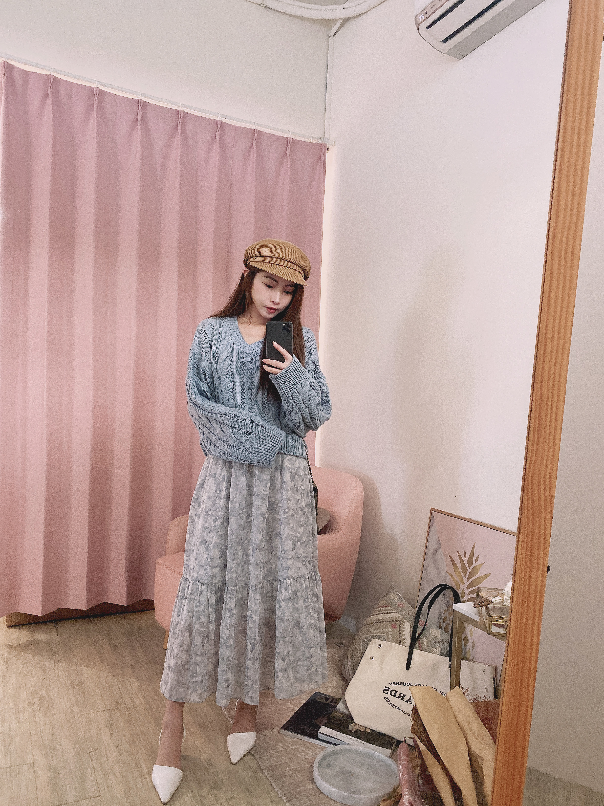 麻豆清單設計師霧霾藍灰渲染星空裙