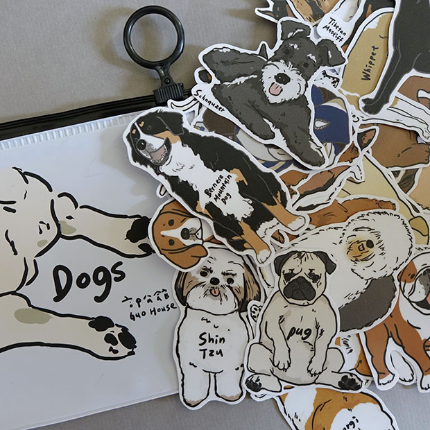 Dogs霧面防水行李箱貼紙包