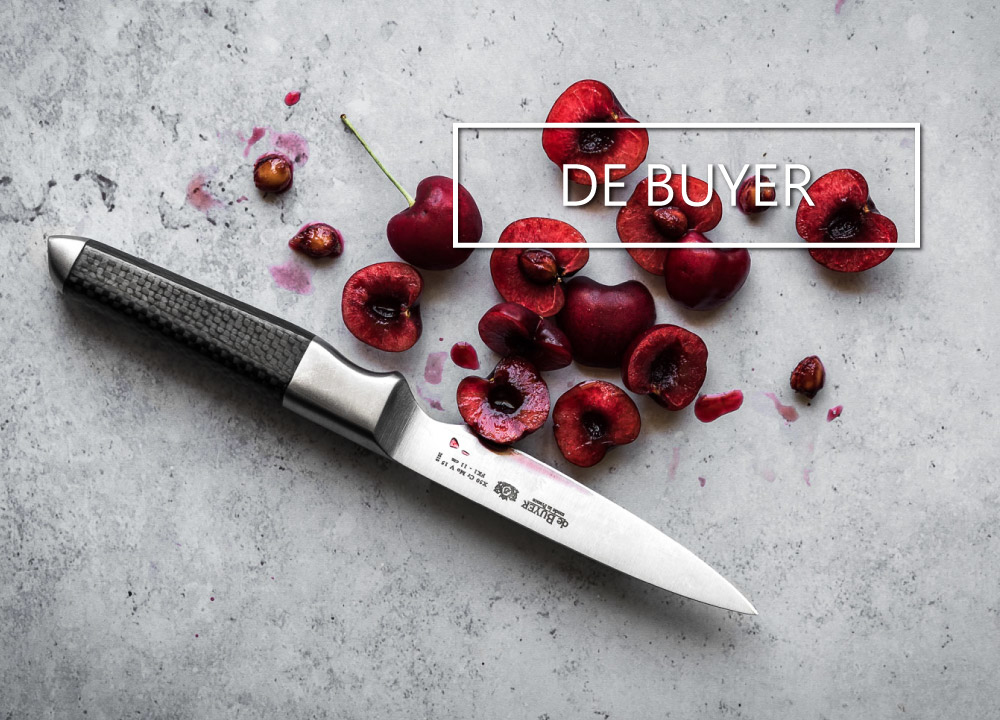 de Buyer Fiber Karbon range of chef knives, best of French and Japanase cutlery arts