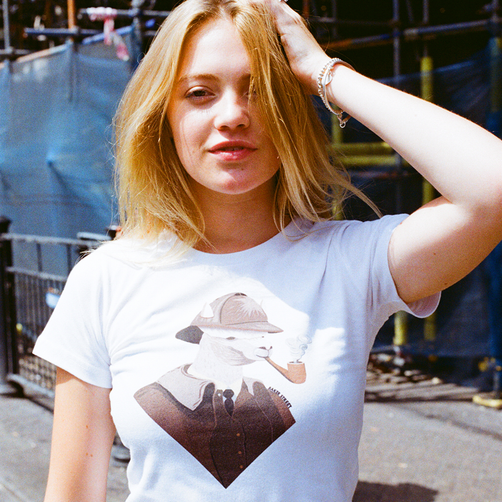 Sherlock Alpaca 偵探煙斗 女版短T