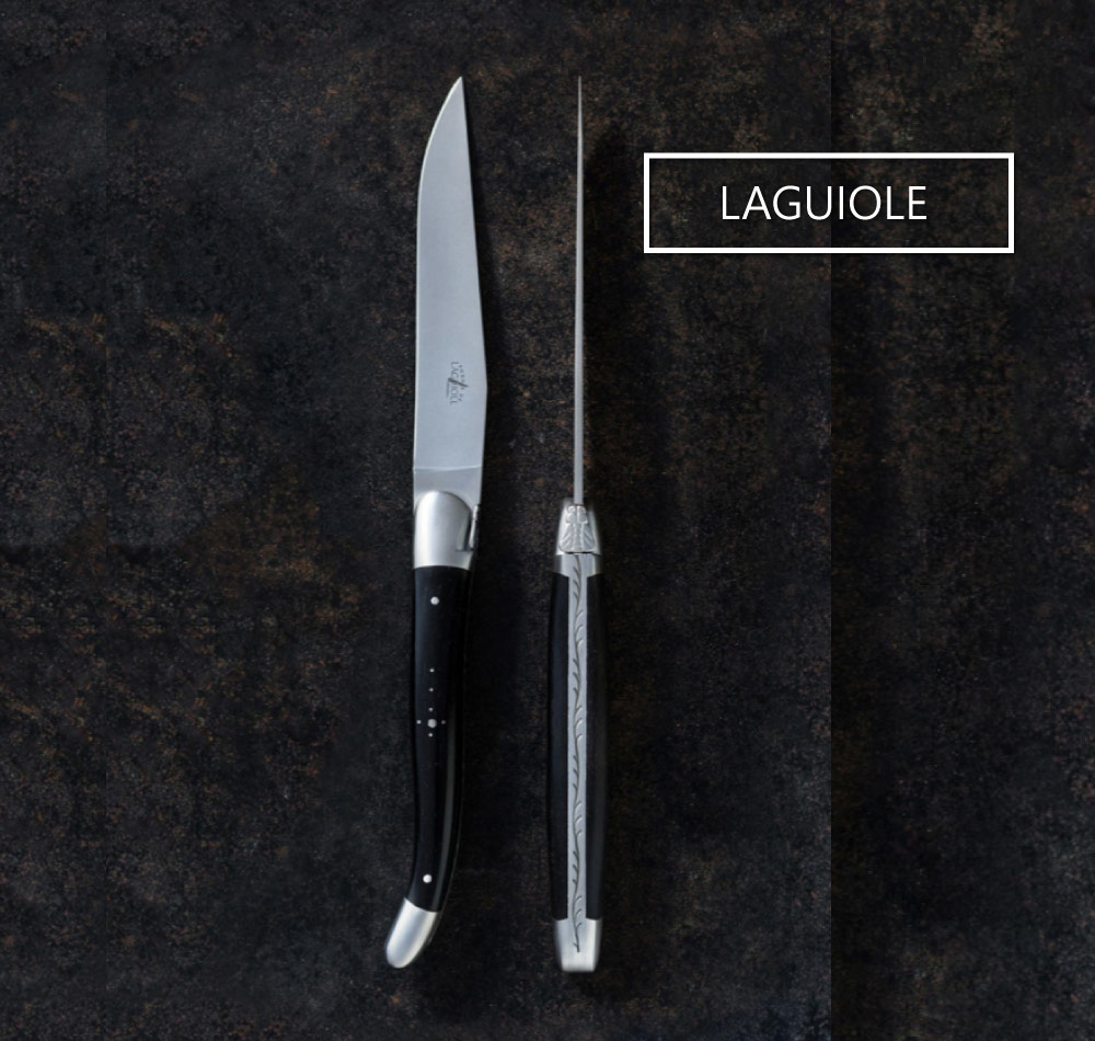 Geniune Laguiole steak knives handmade in France by Forge de Laguiole and Claude Dozorme cutleries