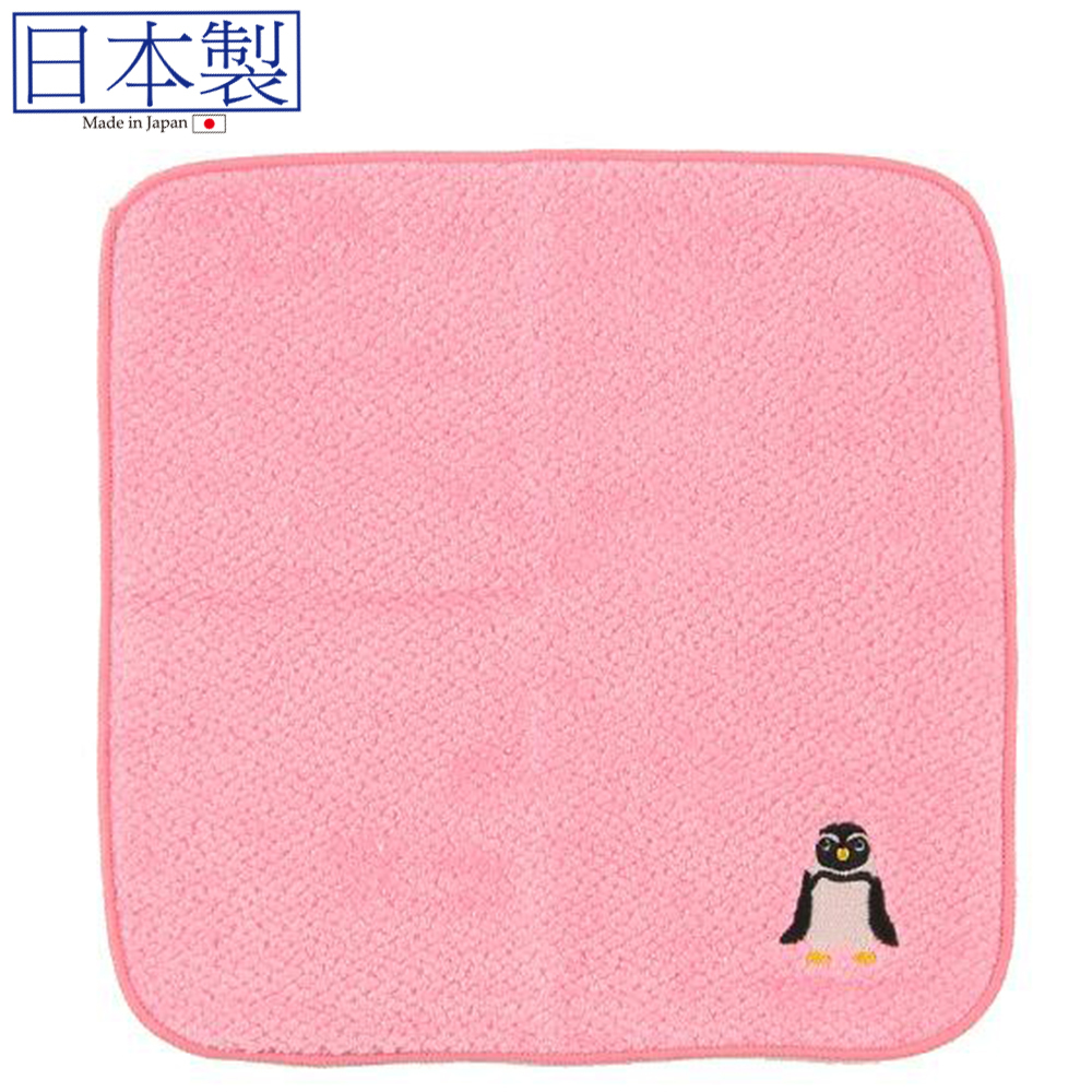 日本今治xOTC 動物圖案方巾 (企鵝) (粉紅色) 22x22 (日本製)