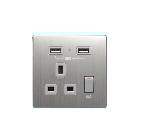 M2K （不銹鋼/灰）13AUSB單蘇 2.1A