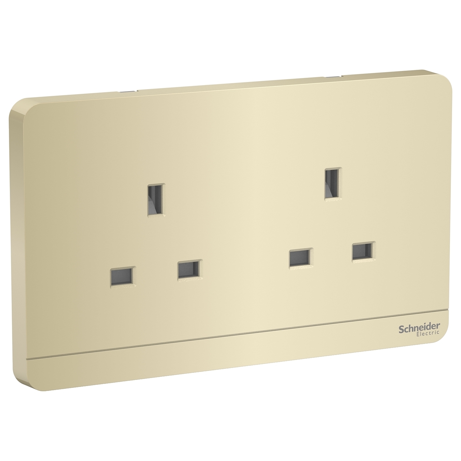 Schneider 施耐德 奐尚 13A 兩位連保護門插座 E83T426_WG_C5  (沉醉金/石墨灰/白色/胡桃木)