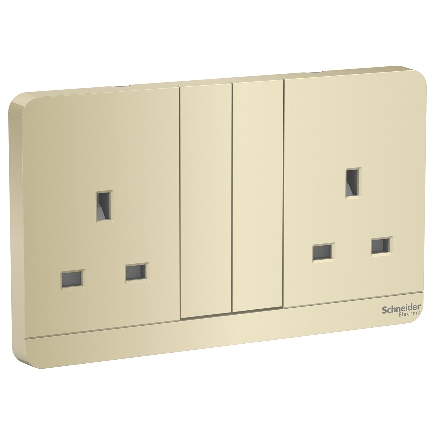 Schneider 施耐德 奐尚 13A  兩位連保護門有掣插座連LED指示燈 E83T25N_WG_C5（沉醉金/石墨灰/白色/胡桃木）