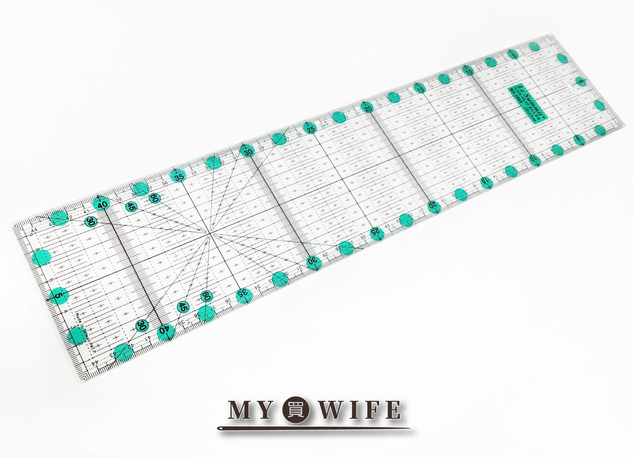 10*45cm加厚型防滑綠色裁切尺(霧面)_拼布尺