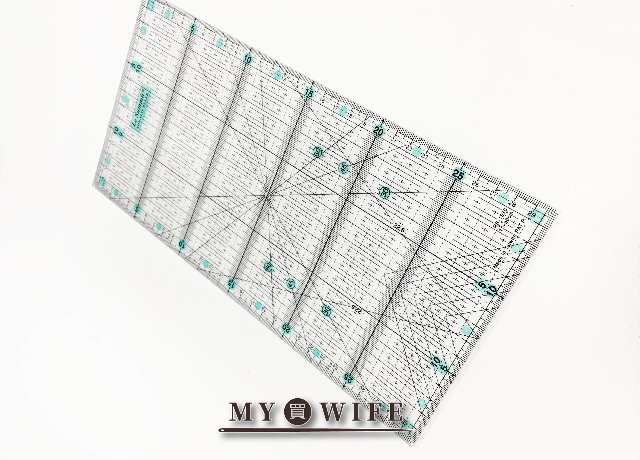 15*30cm加厚型防滑綠色裁切尺(霧面)_拼布尺