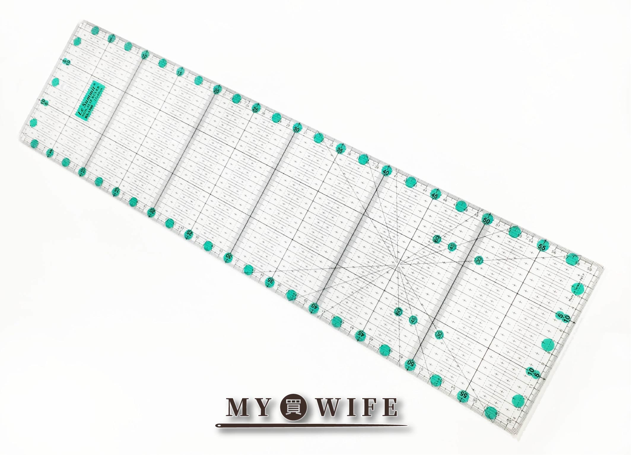 15*60cm加厚型防滑綠色裁切尺(霧面)_拼布尺