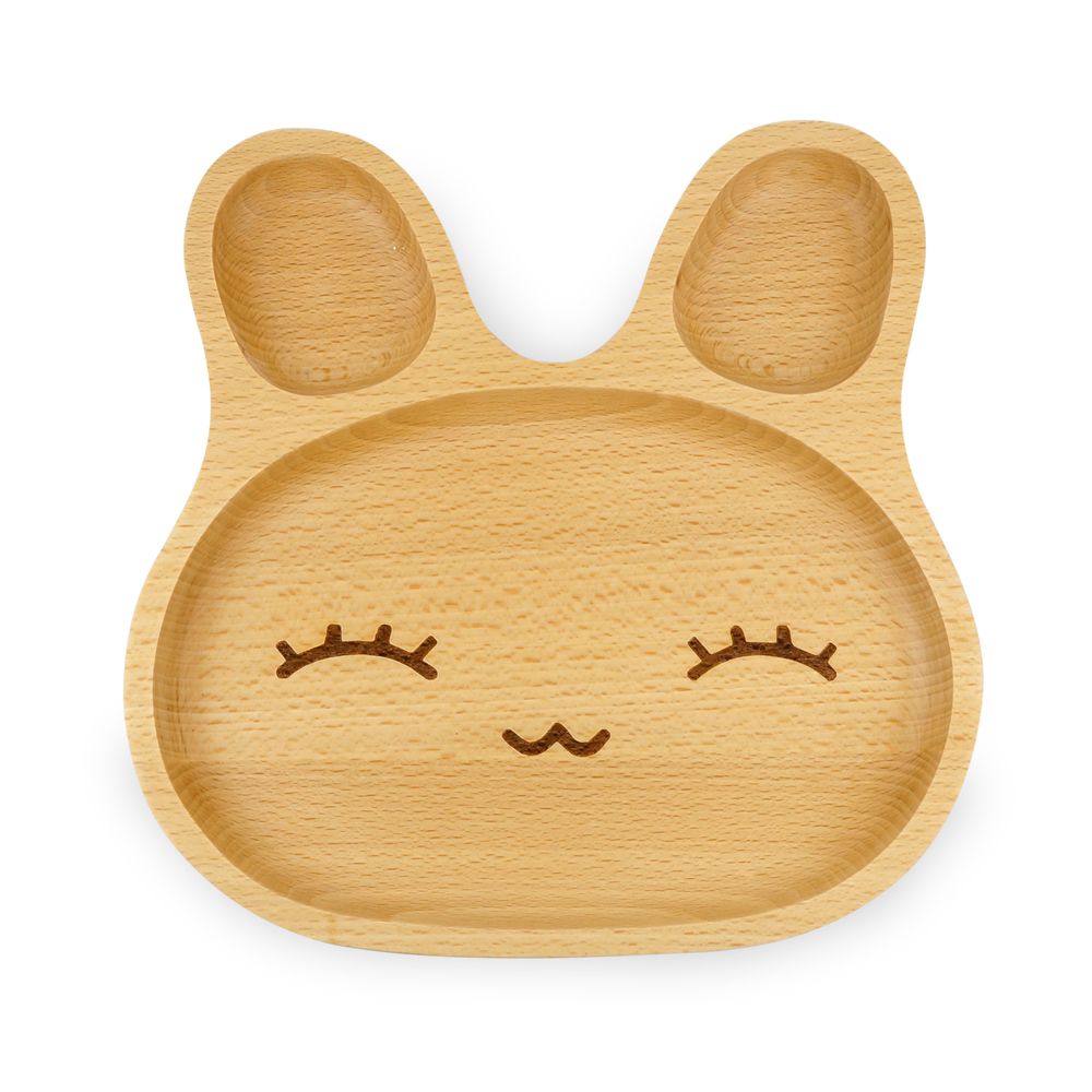 好心情兔兔造型櫸木餐盤