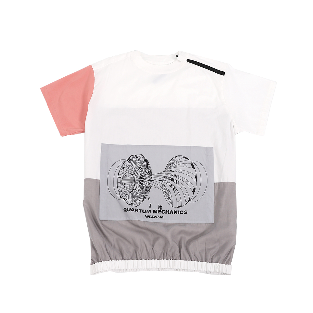 下擺束口開肩上衣 - 白