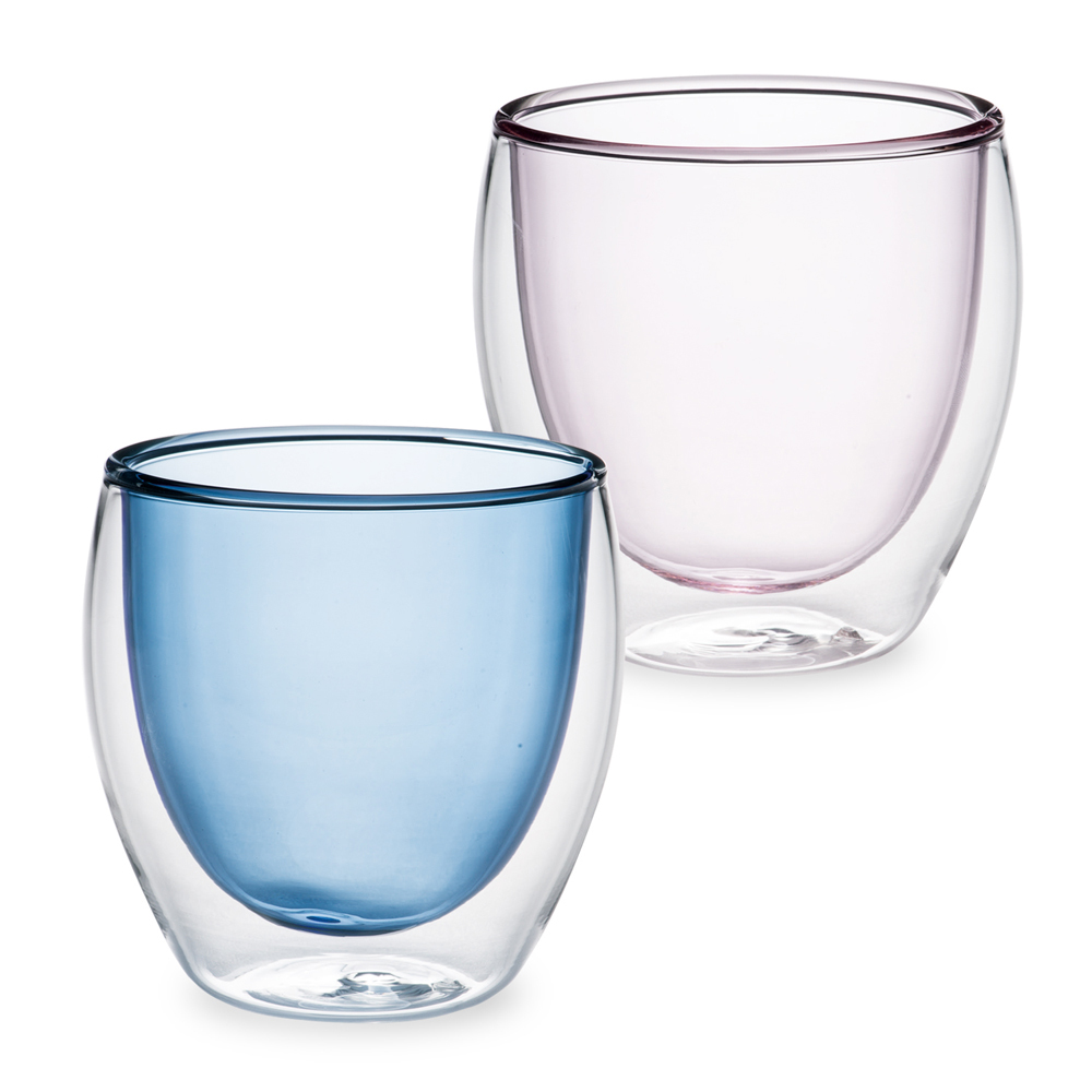 手感蛋形雙色隔熱玻璃咖啡杯 250ML