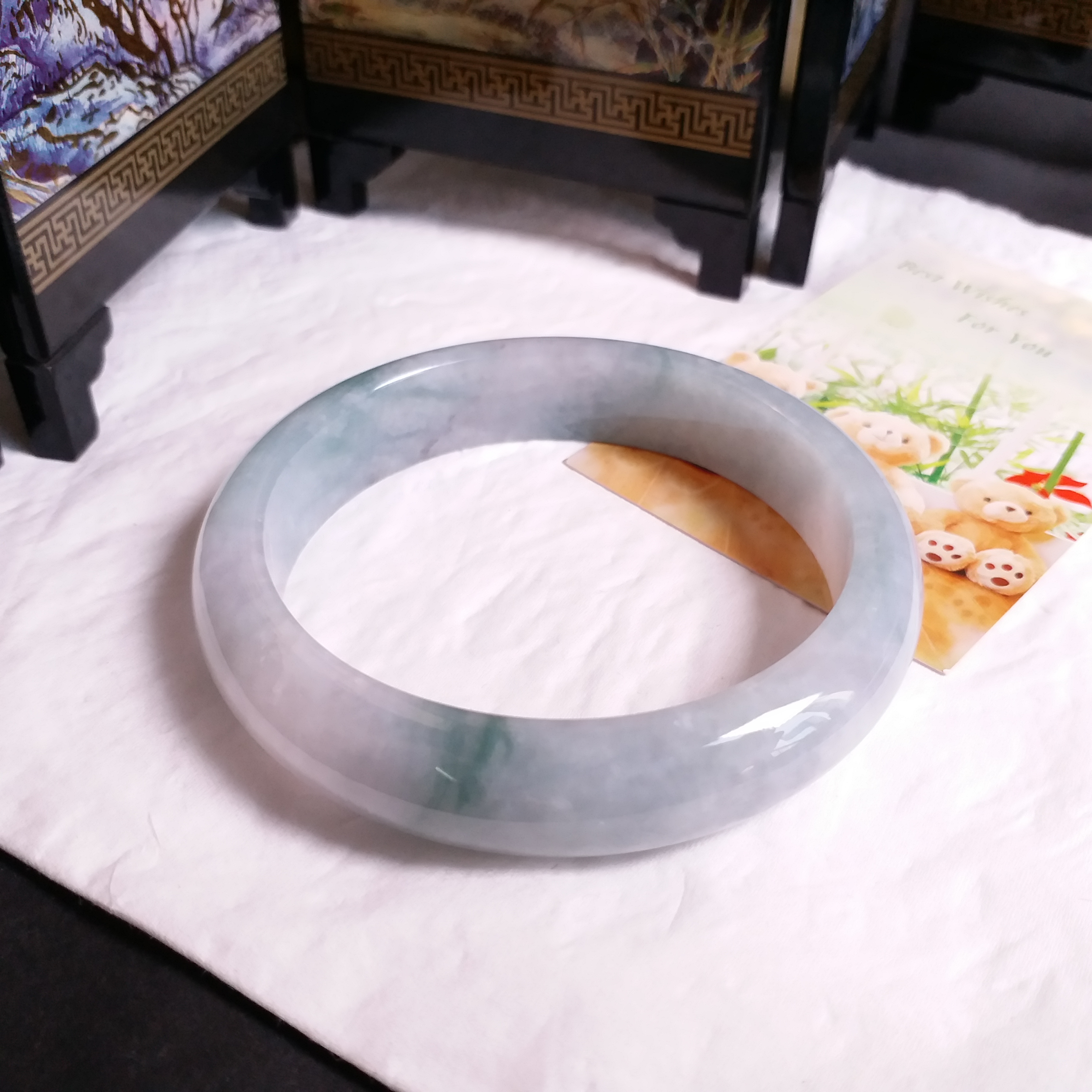 J958 冰糯飄花玉鐲 58.8mm (1.56)