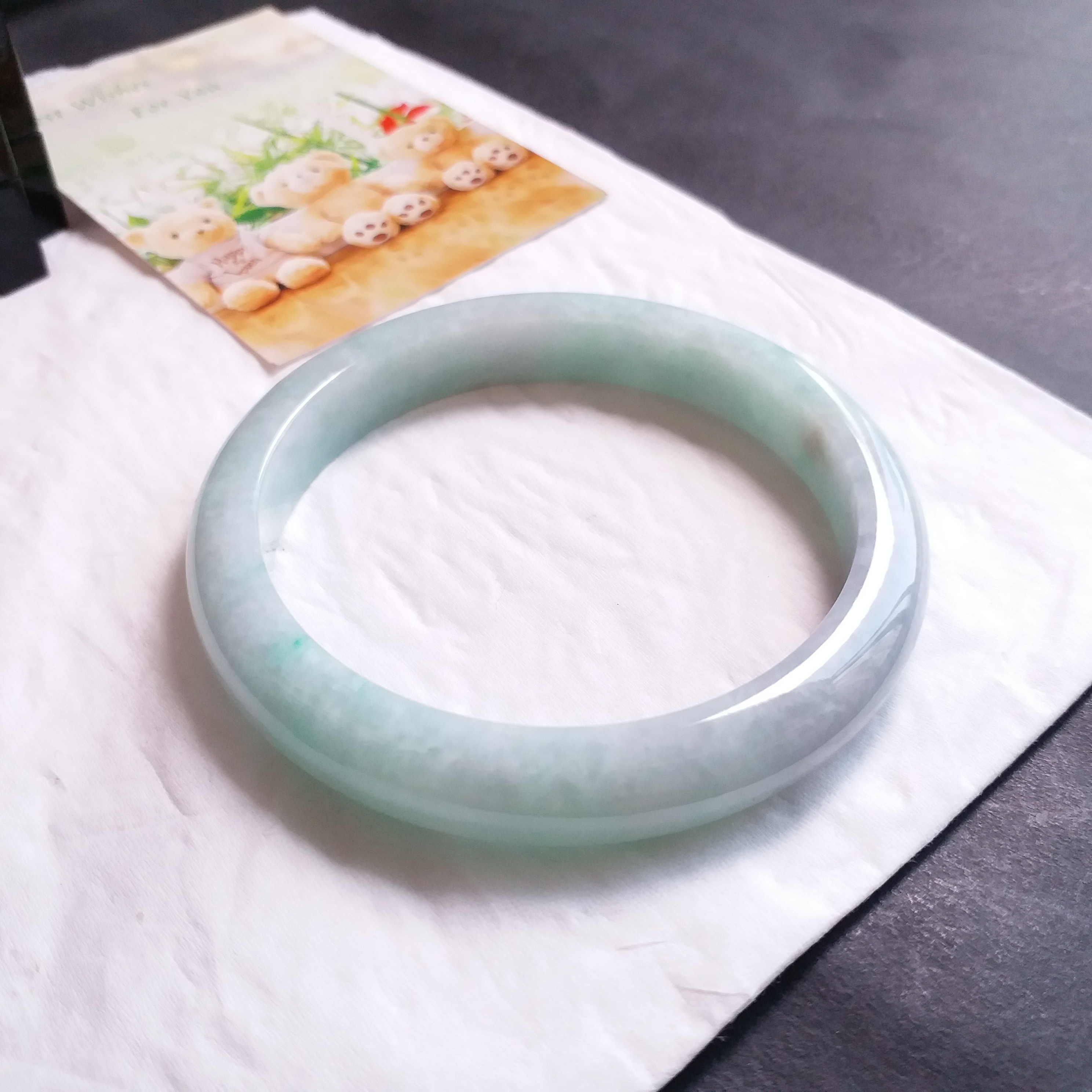 J1632 冰糯淺綠帶紫福鐲 55.1mm (1.48)