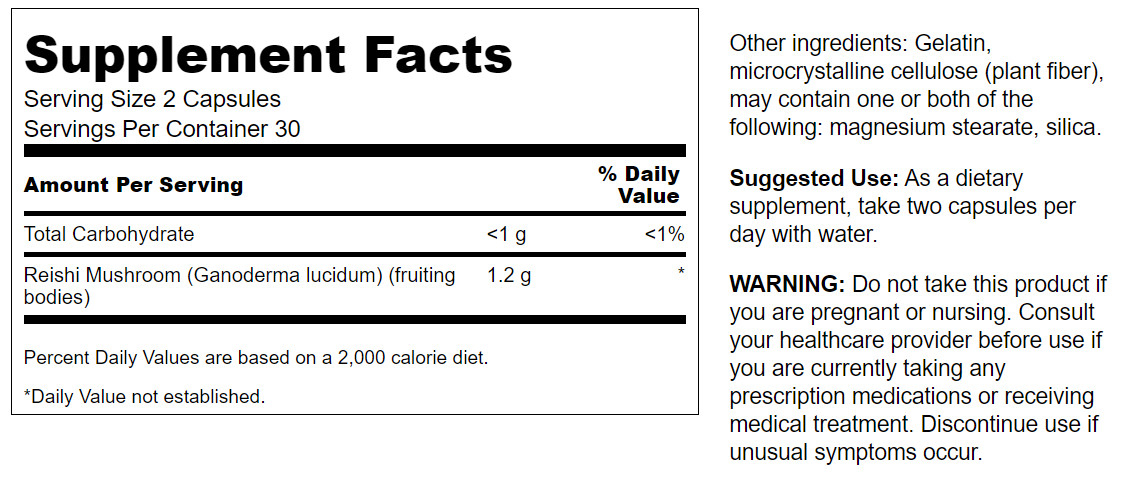 代購 靈芝蘑菇 600毫克 60粒 Swanson Reishi Mushroom
