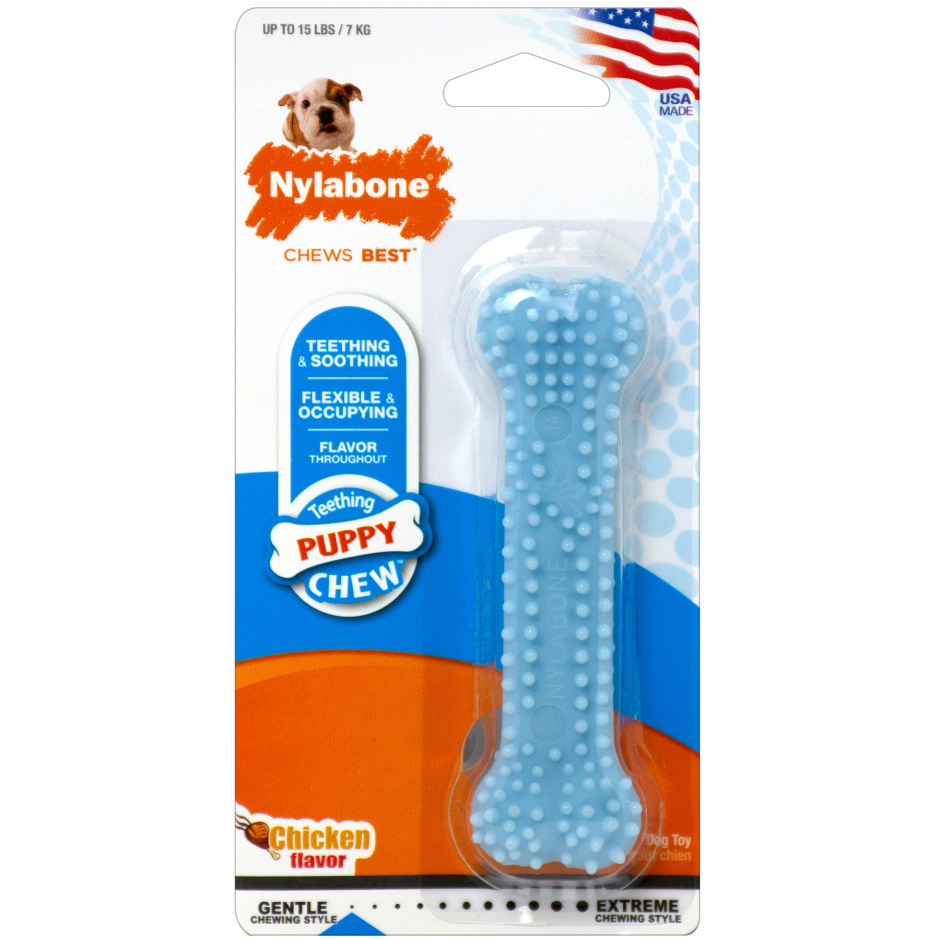 *限時優惠*Nylabone 幼犬潔牙玩具棒 (藍色)