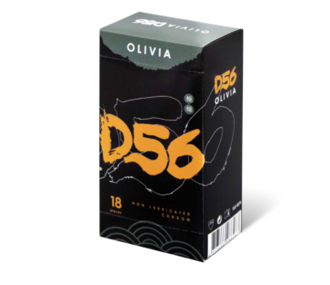 〔適合潤滑劑敏感人士〕奧莉維亞 OLIVIA －D56 東方極燥《不含潤滑劑型》 56mm 乳膠安全套 （18片裝／盒）