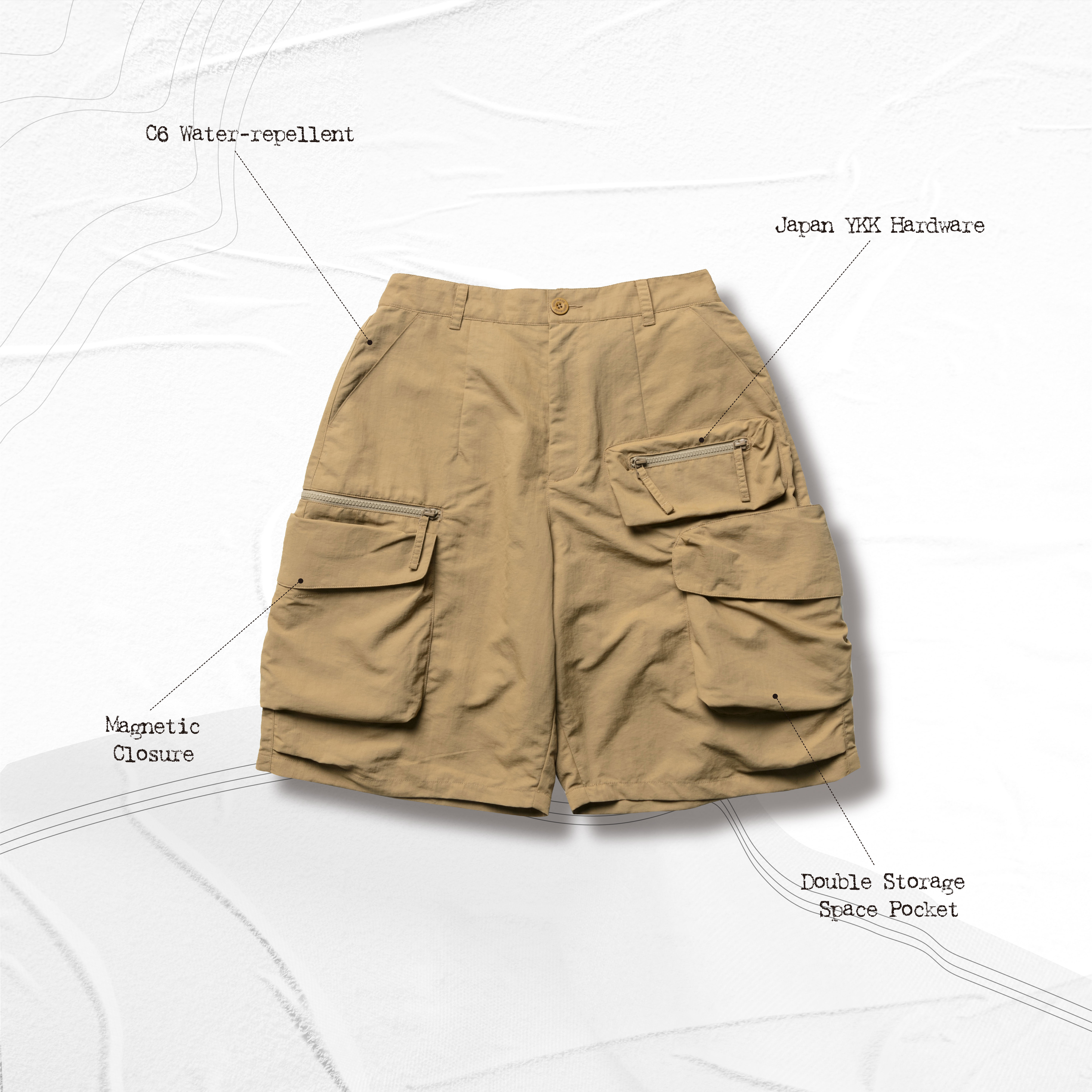 DP-2 Multi-pocket Utility shorts - D-Khaki