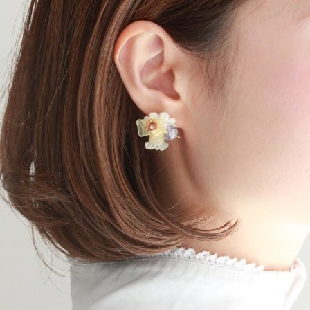 [日本制] 人造花蕾絲耳環 (防敏感)