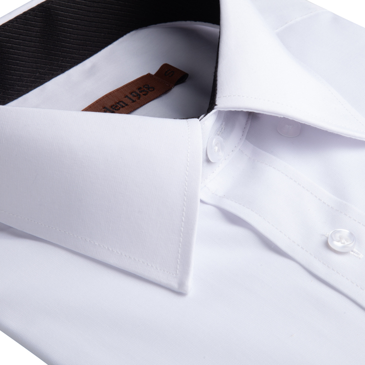 韓版防皺 白素面黑領