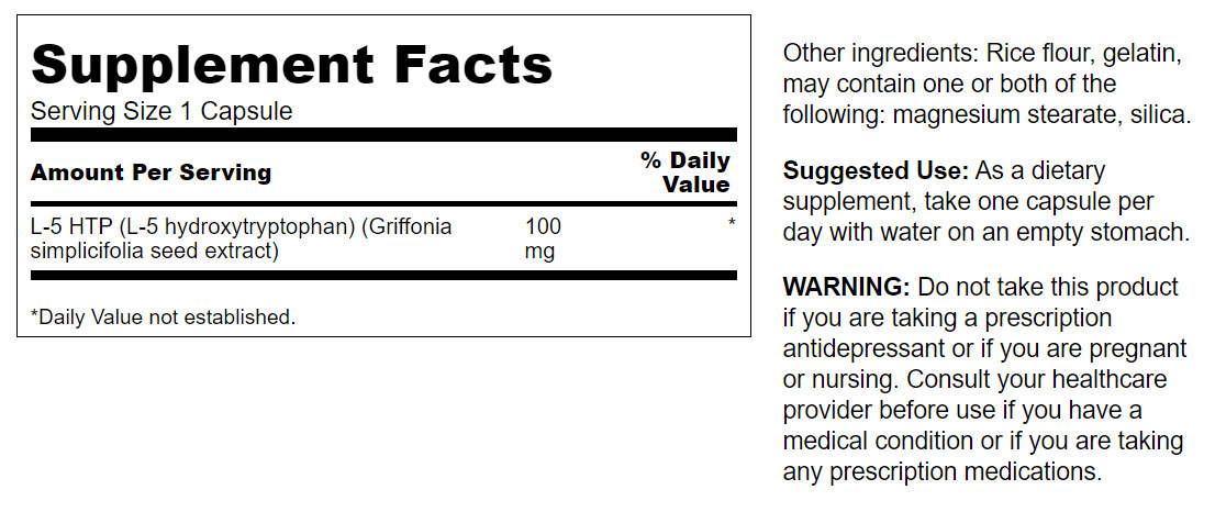 代購 Swanson Vitamins, 5-HTP, 100 mg, 60 Vegan Caps