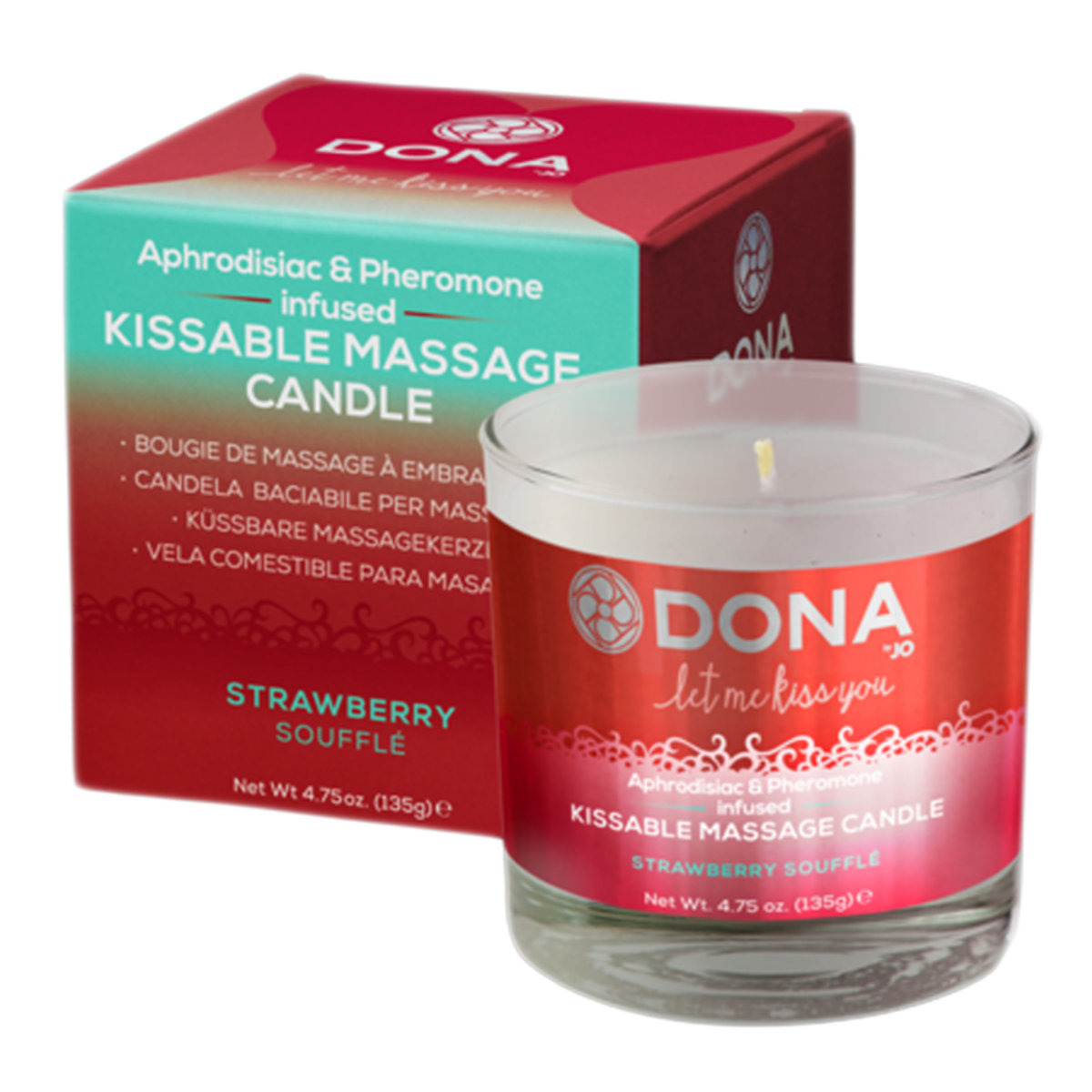〔美國原裝進口〕DONA 『Kissable Massage Candle』可食用費洛蒙按摩蠟燭 (草莓梳乎厘味 / 135G)