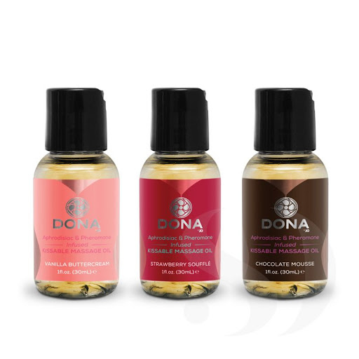 〔美國原裝進口〕DONA 『Kissable Massage Candle』可食用費洛蒙按摩油3件組套裝 (3x30ML)