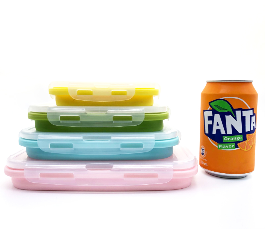 HKase 矽膠折疊飯盒 (一套四件不同大小 不同顏色)