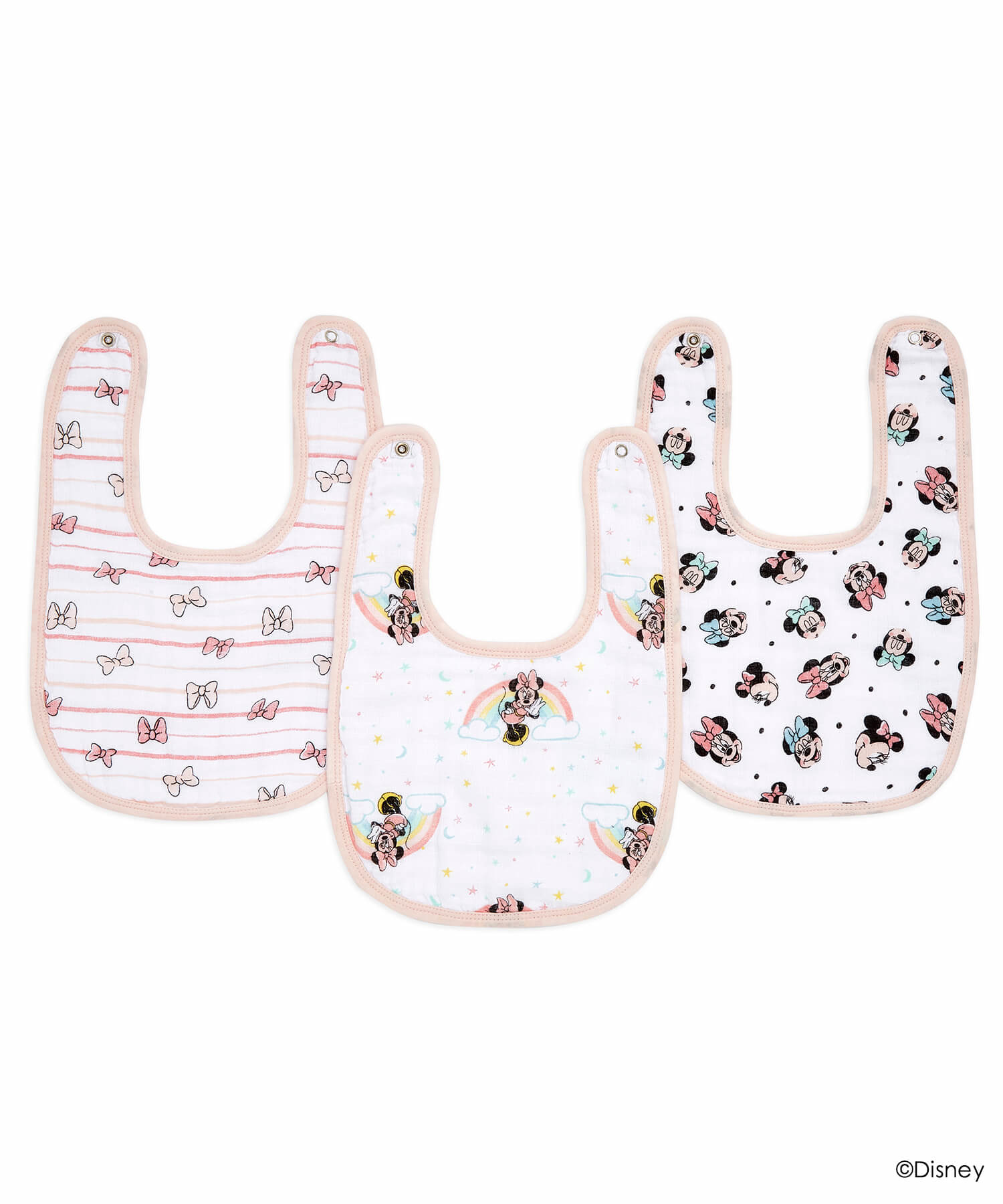 Aden+Anais×Disney 迪士尼經典棉紗圍兜(3入)-彩紅米妮