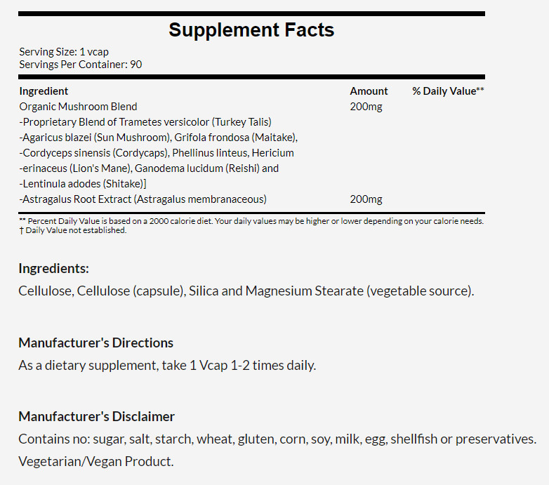 [預購] 有機蘑菇混合物/黃芪 200毫克 90粒 Now Immune Renew