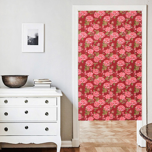 歐風純棉門簾(85x90cm)(85x150cm)_玫瑰