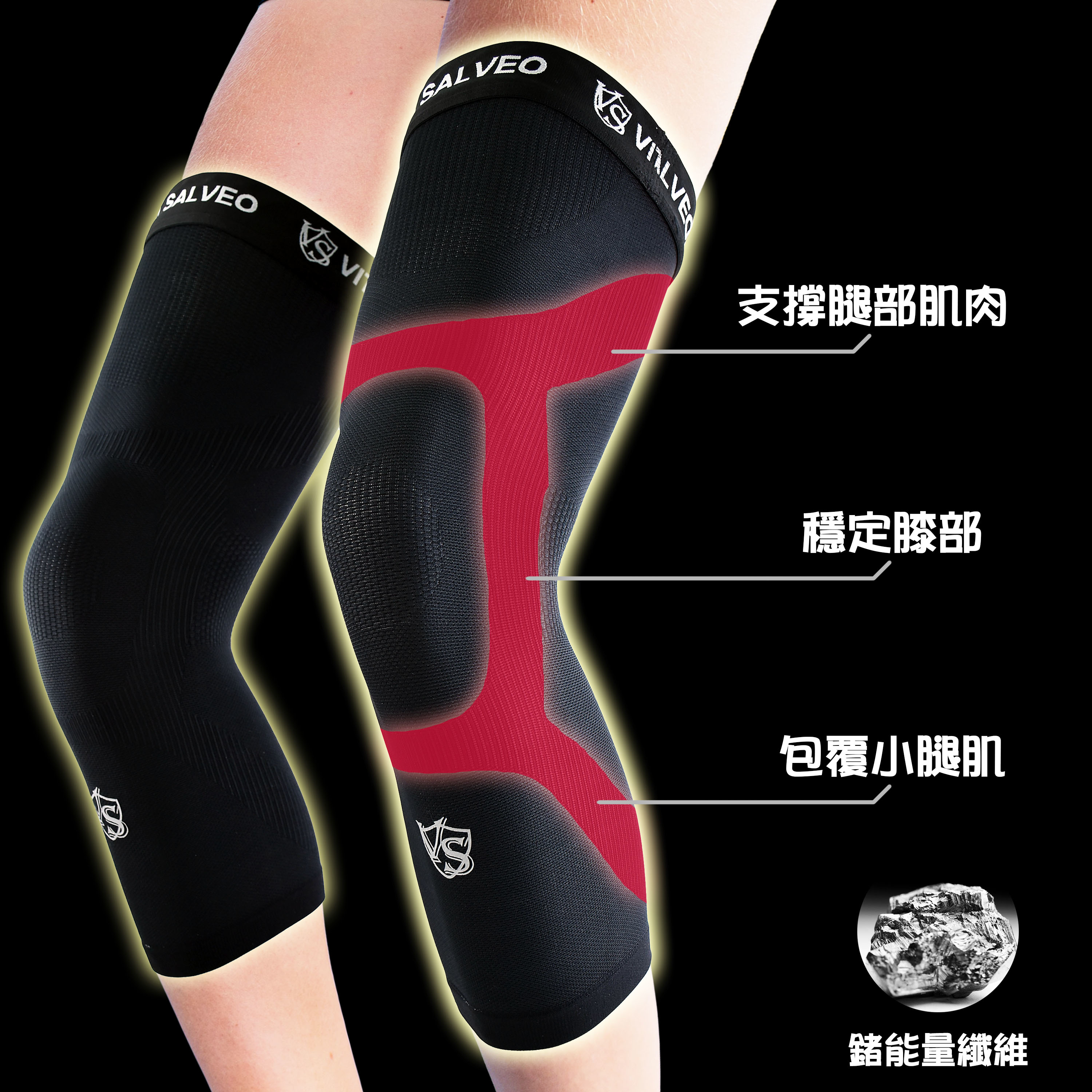 紗比優遠紅外線運動輕薄鍺護膝腿套說明