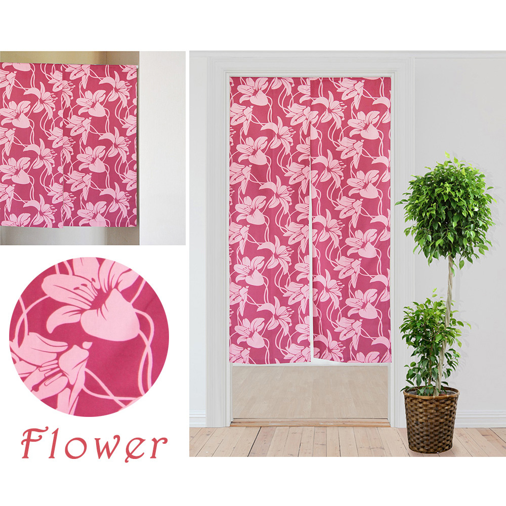 歐風純棉門簾(85x90cm)(85x150cm)_紅花