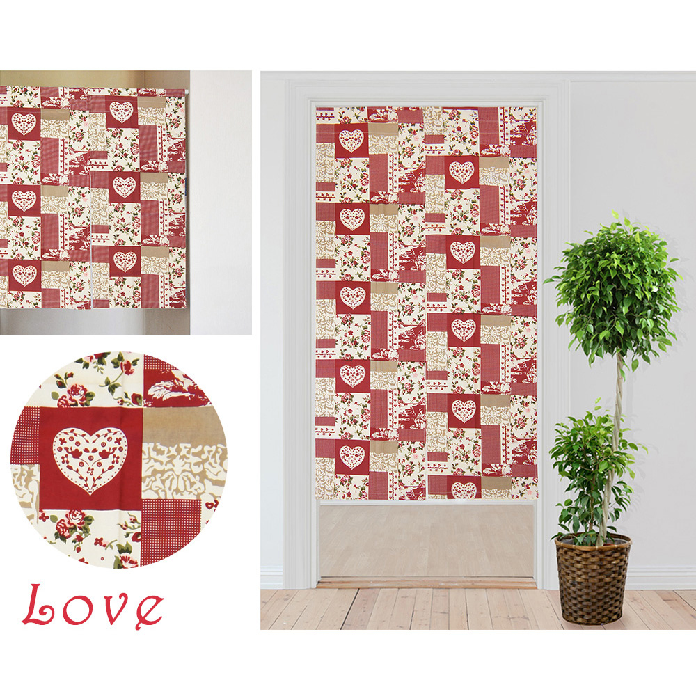 歐風純棉門簾(85x90cm)(85x150cm)_愛心