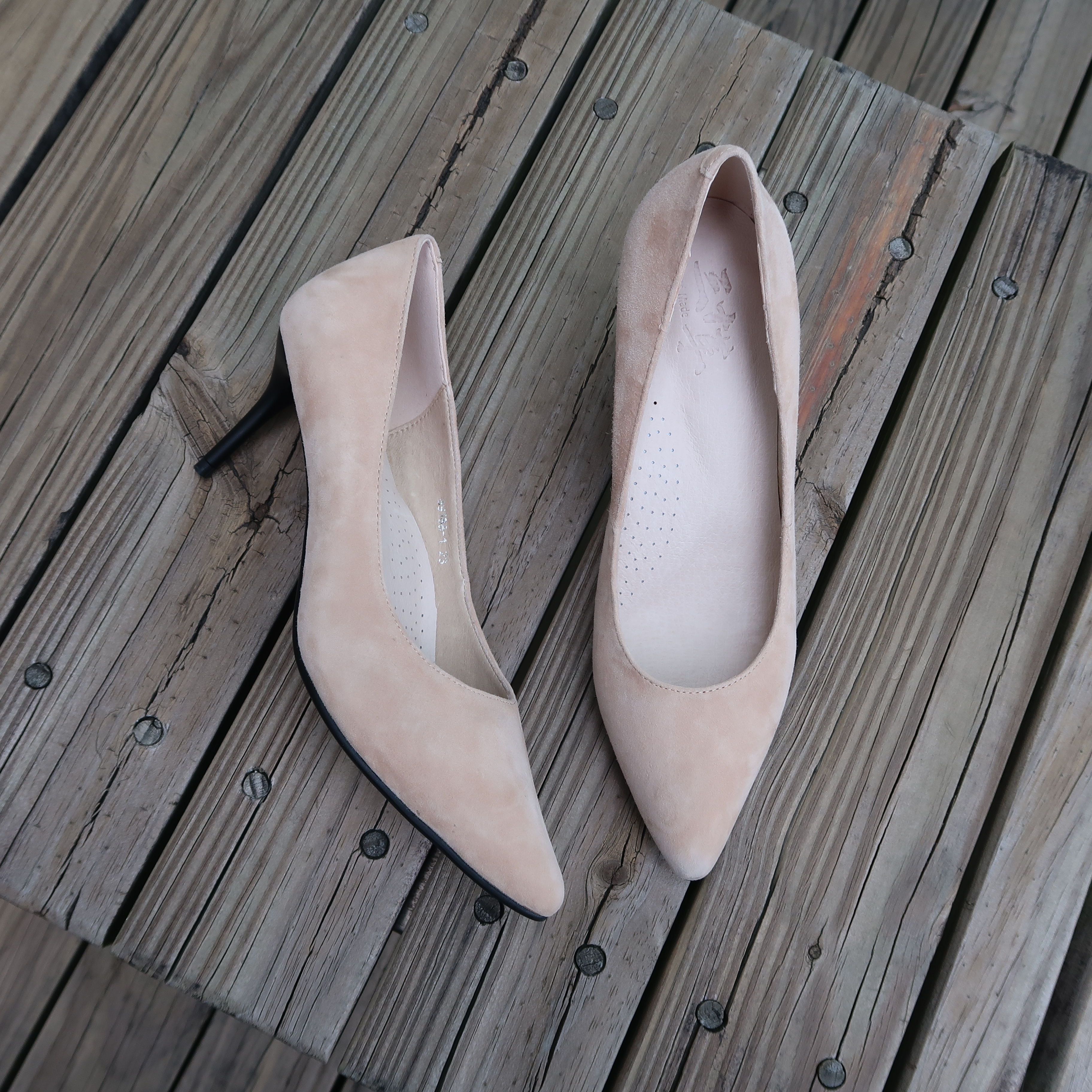 【下午茶之約】全真皮絲絨羊皮高跟鞋、方釦水鑽尖頭跟鞋磨砂羊皮、毛面羊皮