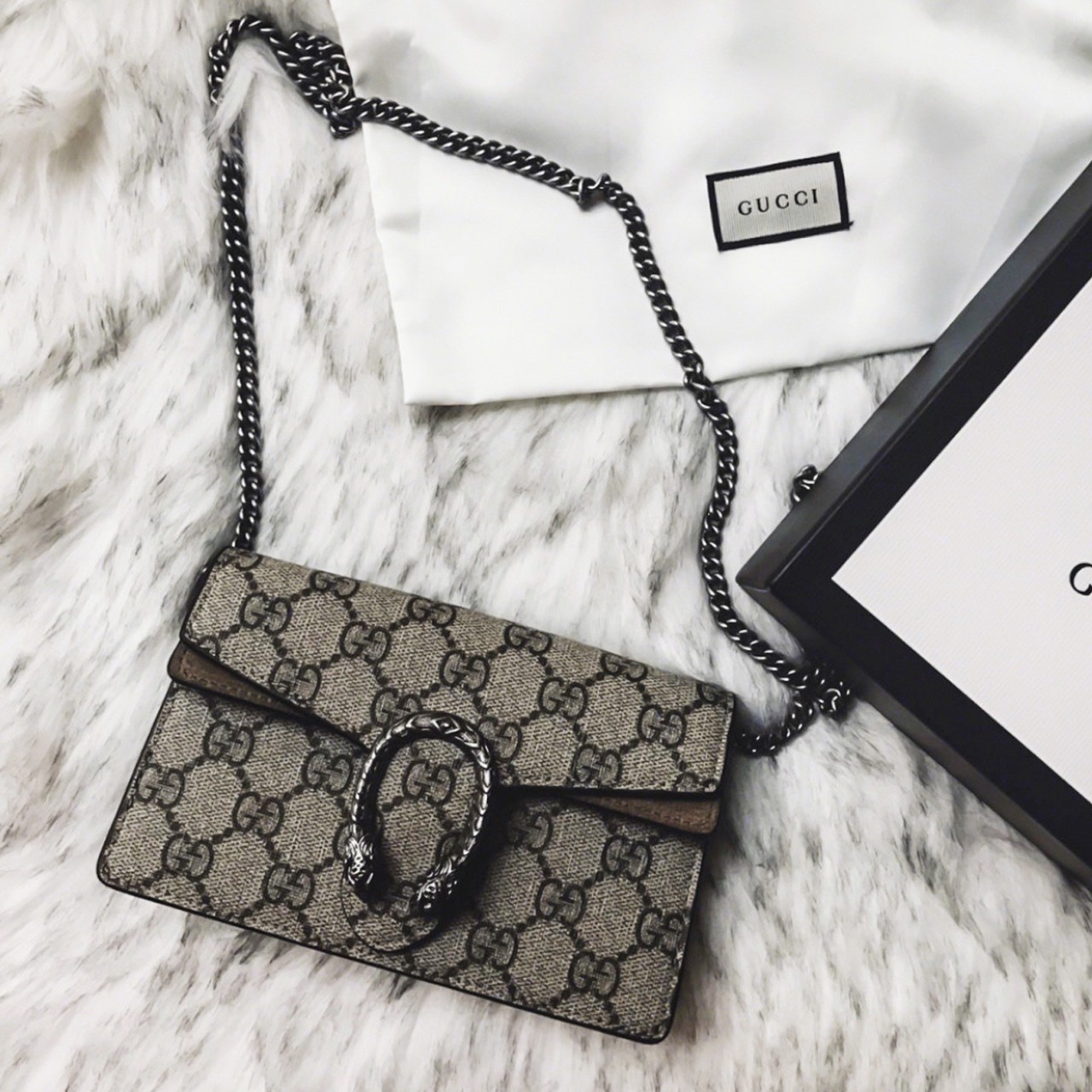 限時超低折扣 Gucci dionysus GG mini 酒神鏈條包 駝色